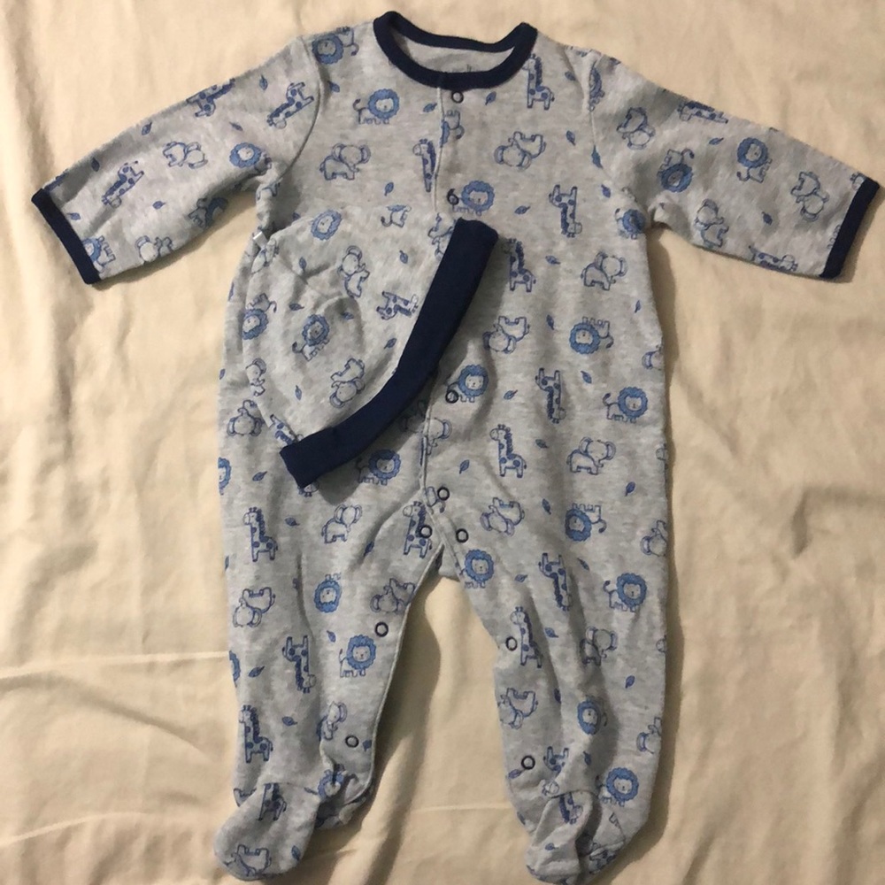 Little me footie pajamas with hat